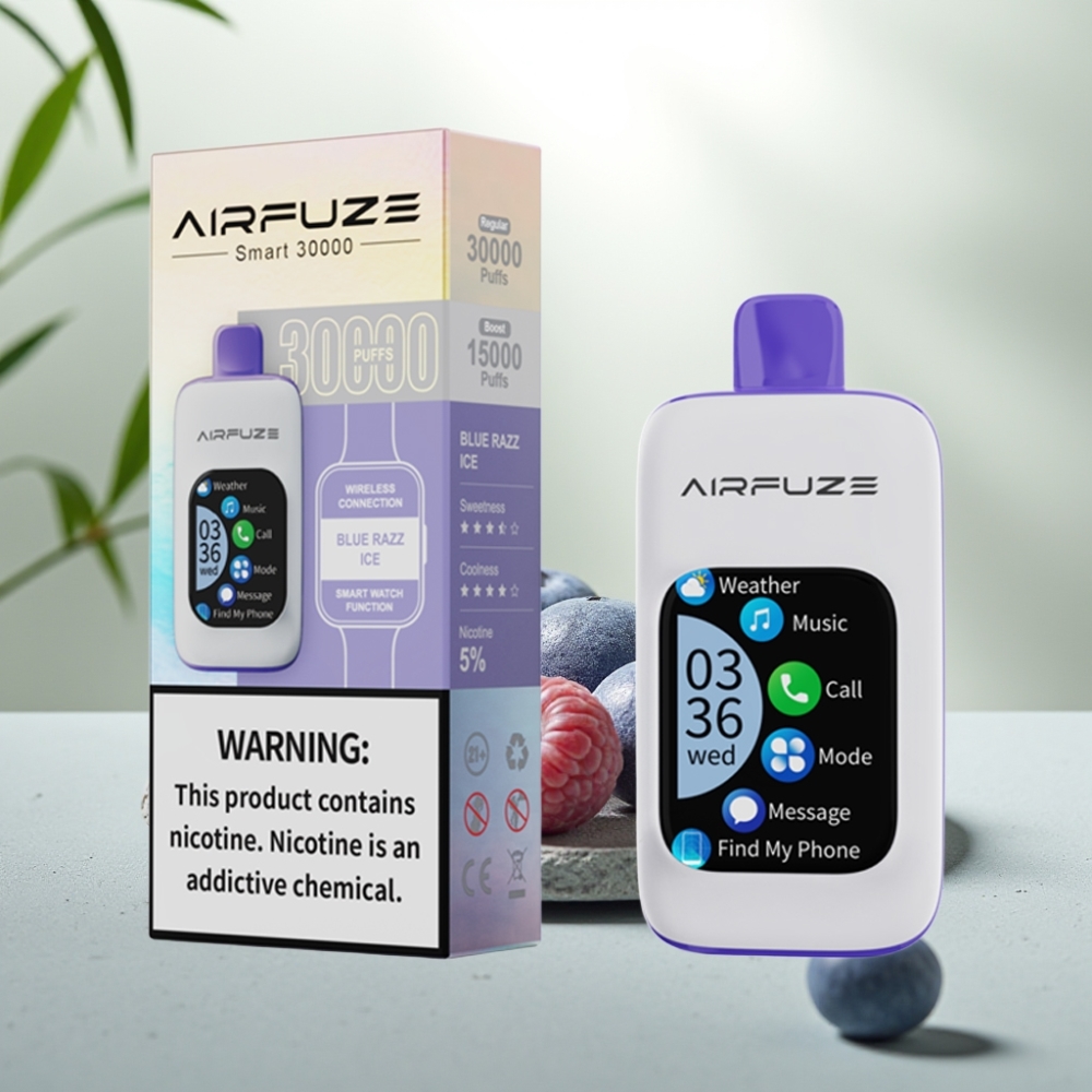 AirFuze Smart 30000 Puffs Disposable Pod Afine Albastre Gheață, 5%, 900mAh, Type-C