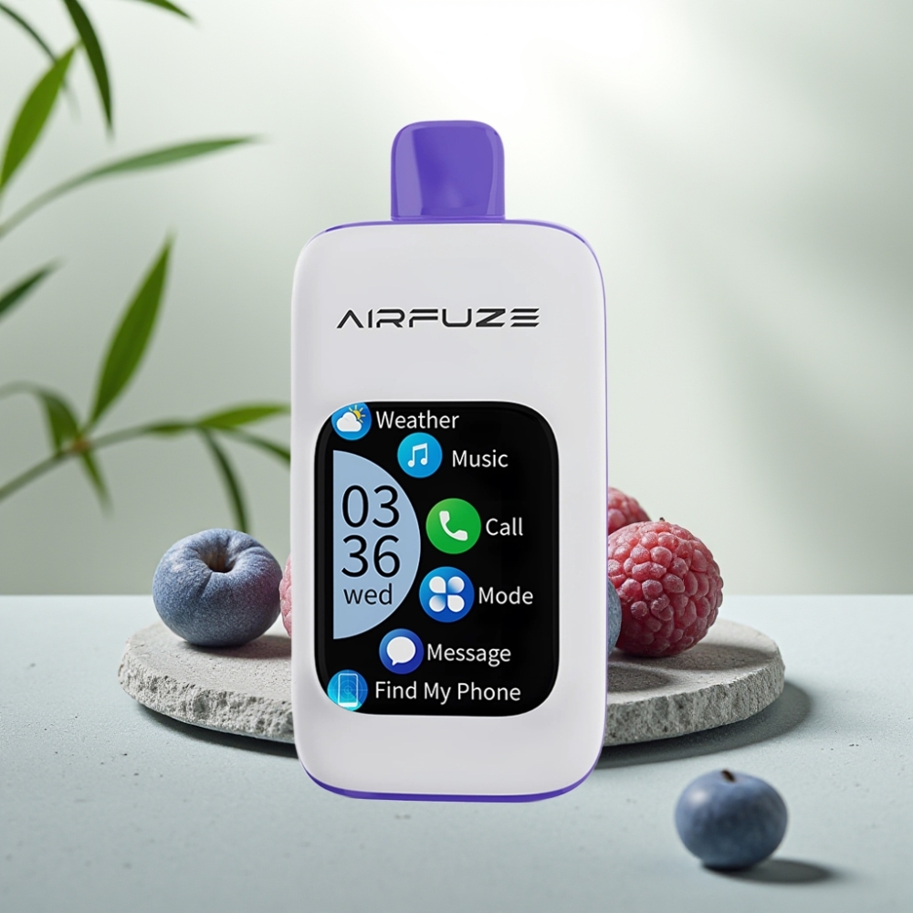 Airfuze Smart Pro 40000 Pufuri, 20ML, 900mAh, 2%/5% Nicotina, Moduri Soft/Normal/Boost, Afinisare Telefon, Afinare Muzică, Albastru Razz Gheață