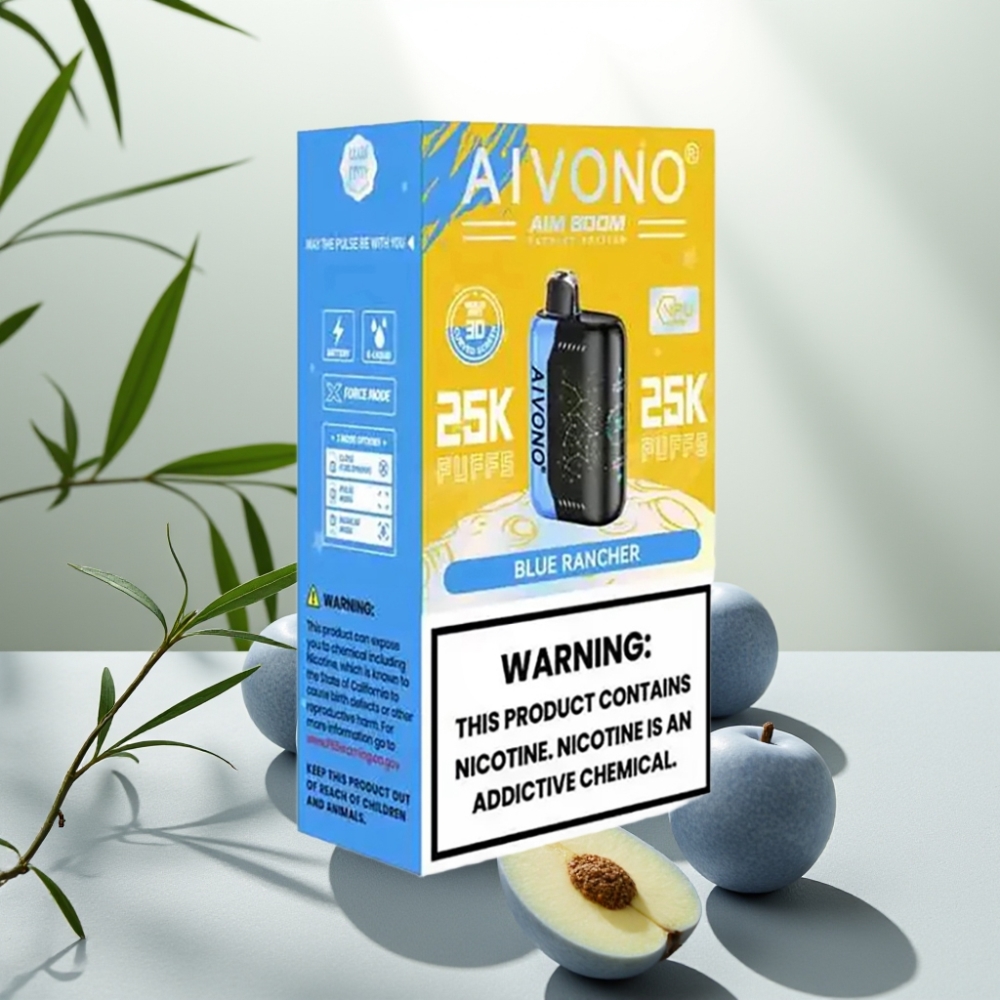 Aivono AIM BOOM 25000 Pufuri Fără Nicotină/2%/3%/5%, 28ml, 650mAh, Tip-C, Albastru Rancher