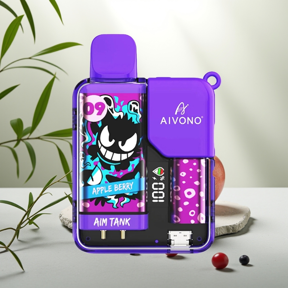 Aivono AIM-TANK 9500 Puffs Măr Coacăză, 18ml, 650mAh, LCD, 1.2ohm