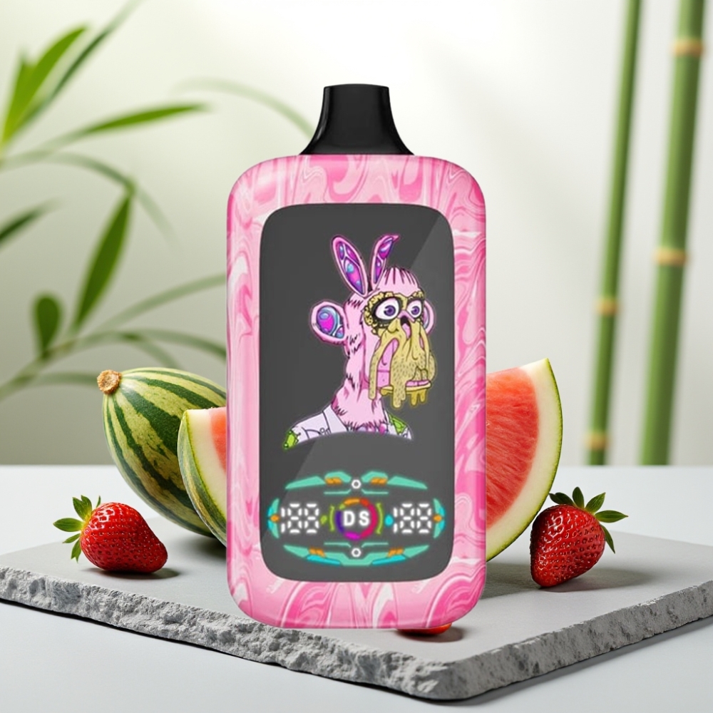 Fumot Digital Monkey Disposable Vape Capsună Pepene Verde 40000 Pufări Dual Mesh Coil