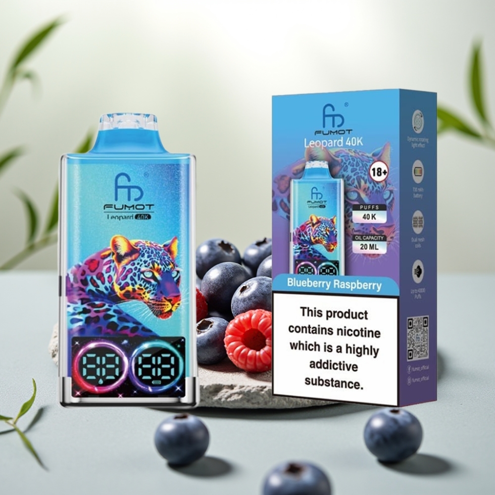 Fumot Leopard 40K Puffs Disposable Vape Afine Zmeură, 5%, 700mAh, Dual Mesh