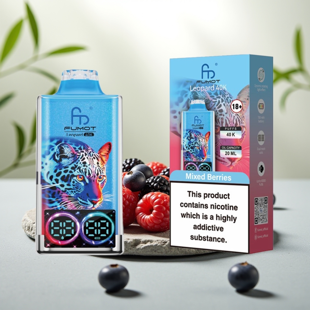 Fumot Leopard 40K Puffs Disposable Vape Fructe de Pădure Mixt 5% 700mAh Dual Mesh
