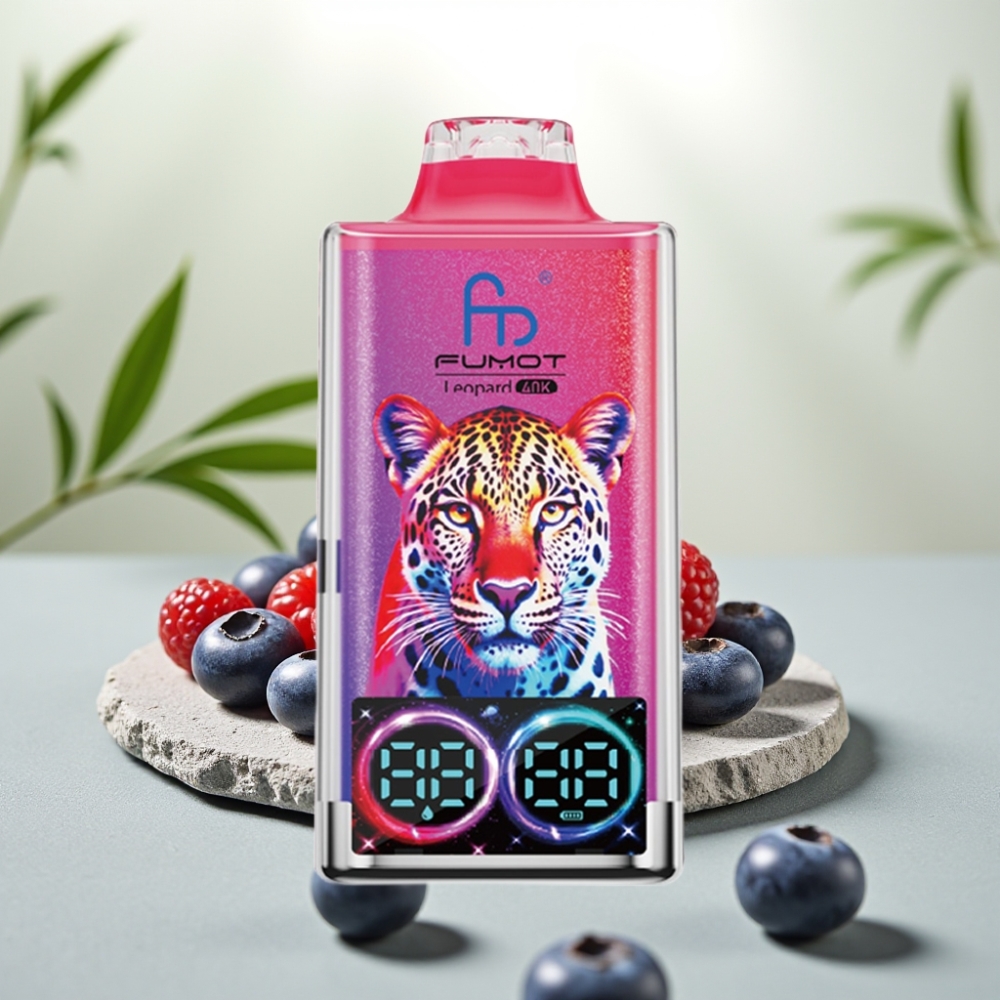Fumot Leopard Afine Cireșe Coacăze Azuri 40K Puffs 5% Nicotine 700mAh Dual Mesh