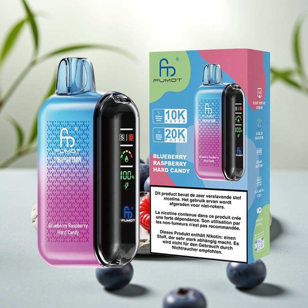 Fumot Tornado 20000 Puffs Afine Zmeură Bomboane 20ml 850mAh 2% Nicotină
