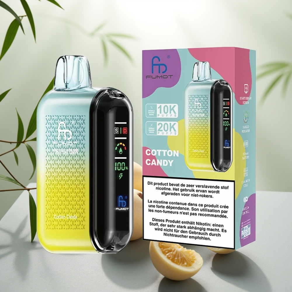Fumot Tornado 20000 Puffs Bomboane de bumbac 20ml 850mAh Afișaj Smart