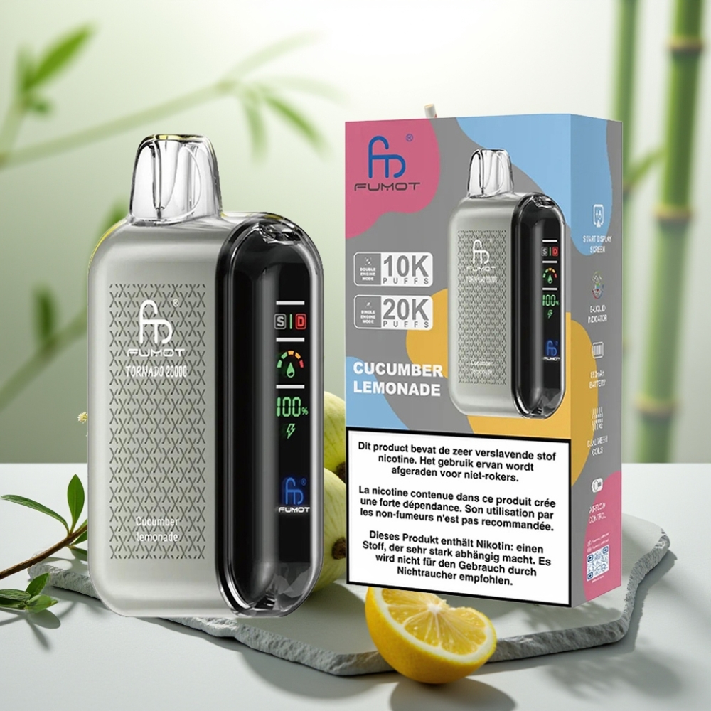 Fumot Tornado 20000 Puffs Castravete Limonadă 20ml 850mAh 2% Nicotină