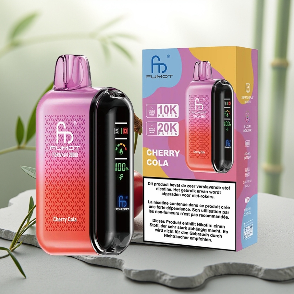 Fumot Tornado 20000 Puffs Cireșă Cola Dual Mesh Coil 20ml 850mAh Smart Display