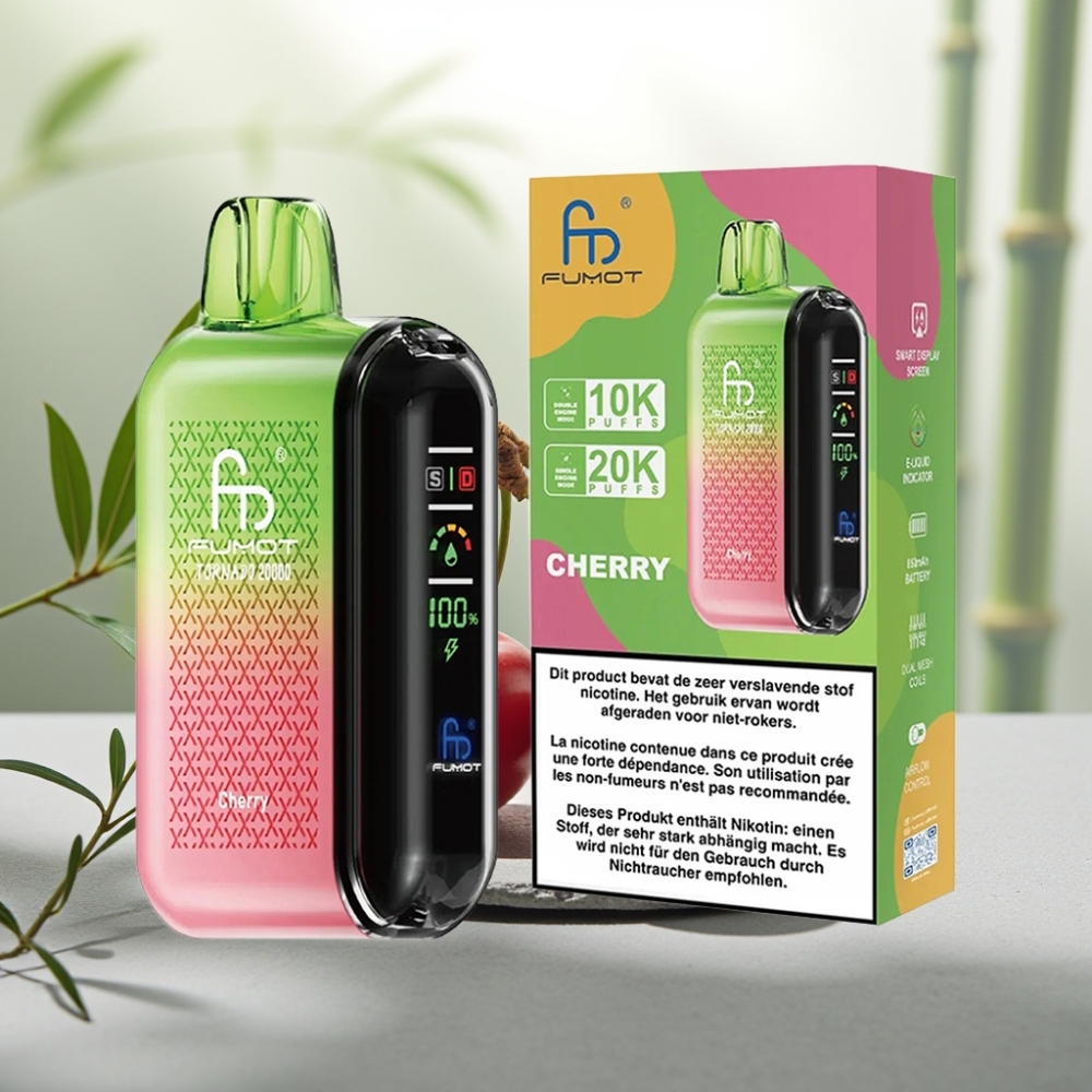 Fumot Tornado 20000 Puffs Cireșă, Dual Mesh Coil, 20ml, 850mAh, 2% Nicotină