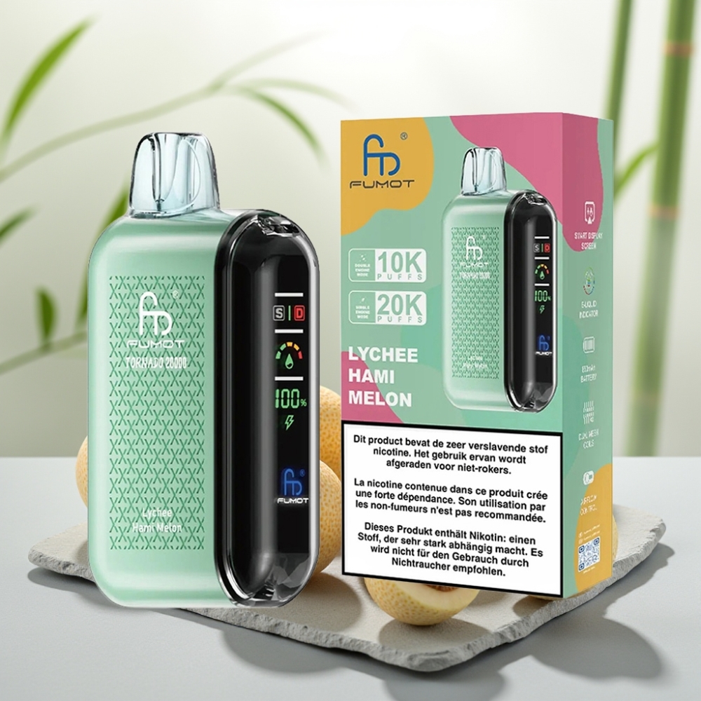 Fumot Tornado 20000 Puffs Litchi Pepene Galben, 20ml, 2% Nicotină, 850mAh