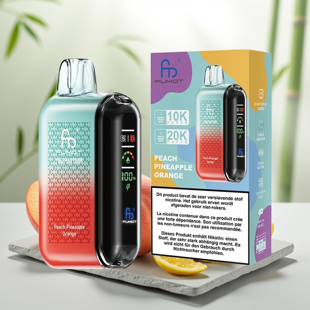 Fumot Tornado 20000 Puffs Piersică Ananas Portocală 20ml 850mAh 2% Nicotină