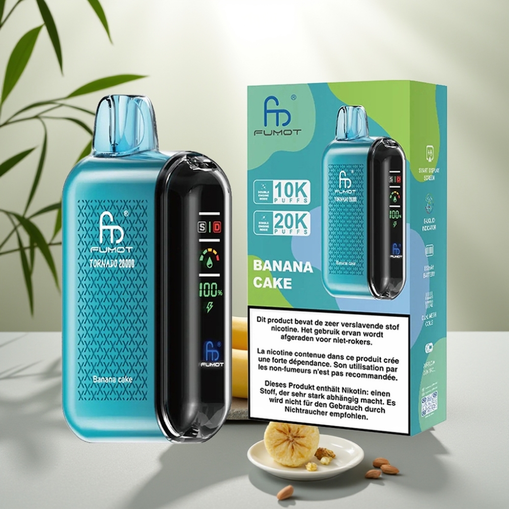 Fumot Tornado 20000 Puffs Prăjitură cu Banană 20ml 850mAh Afișaj Smart
