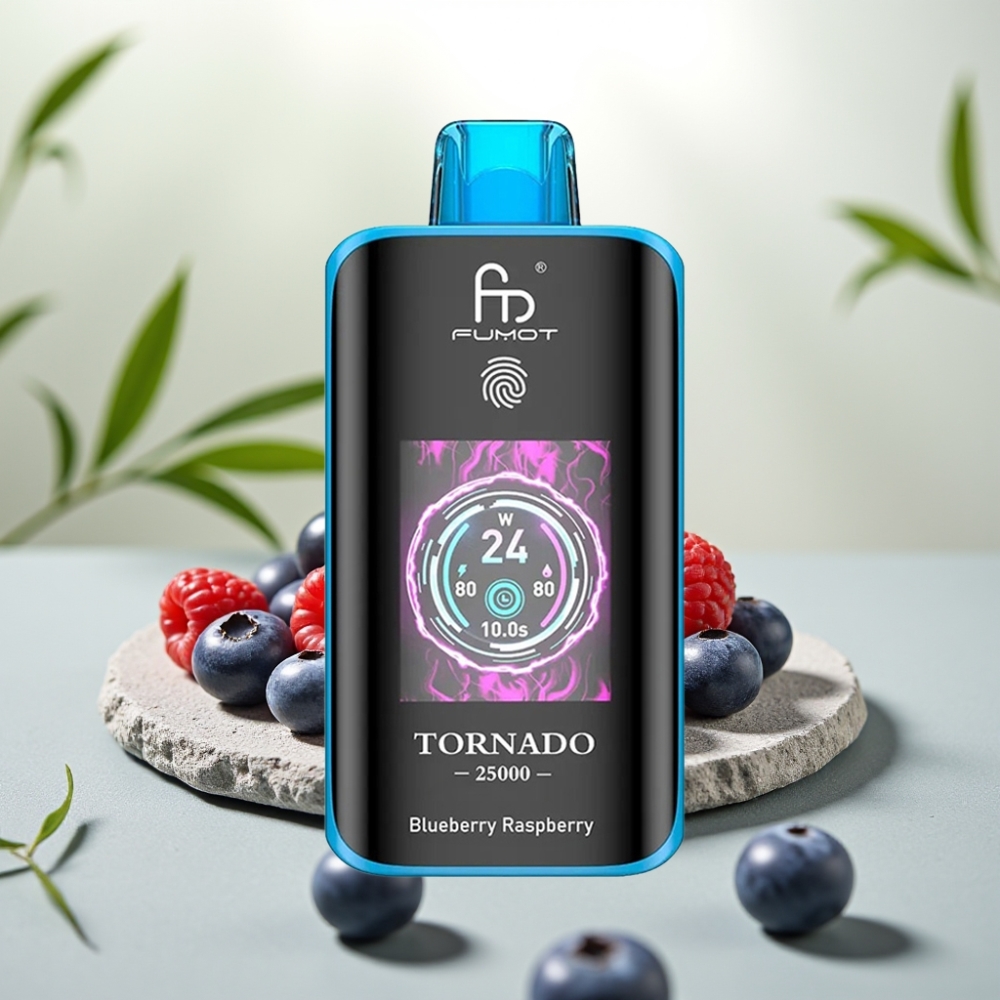Fumot Tornado 25000 Puffs Afine Zmeură 20ml 5% Nicotină Tip-C