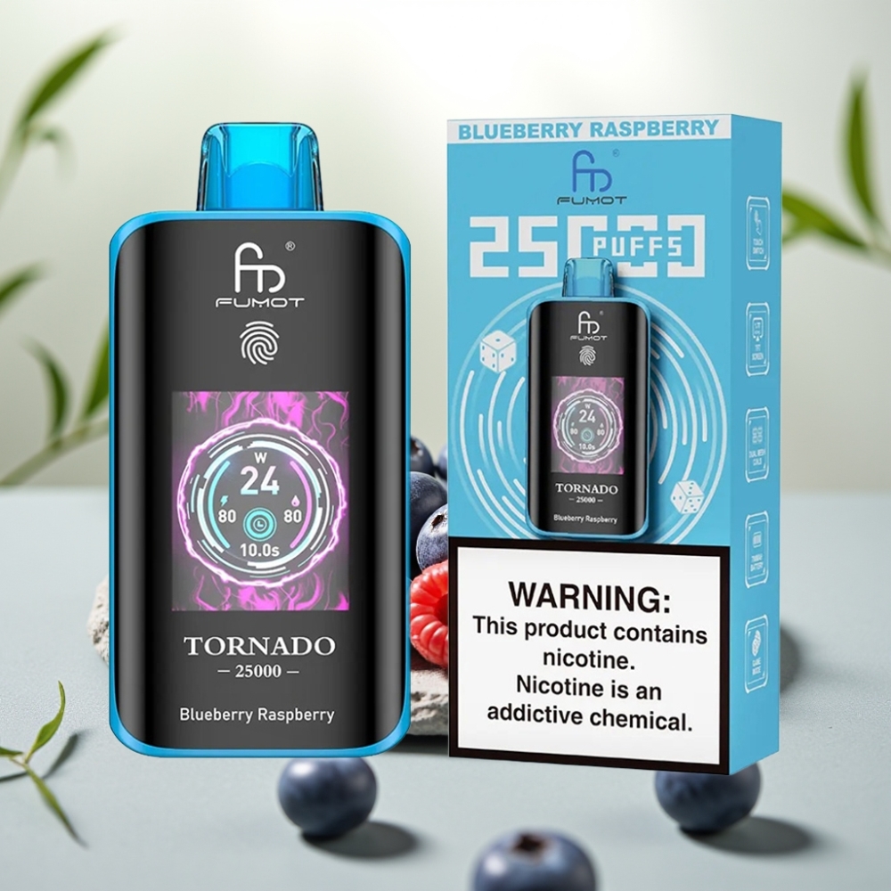 Fumot Tornado 25000 Puffs Afine Zmeură 20ml 5% Nicotină Tip-C