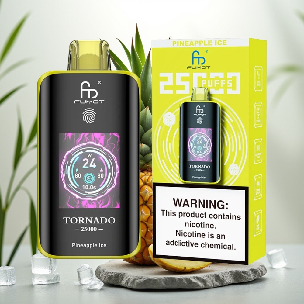 Fumot Tornado 25000 Puffs Ananas Gheață, 700mAh, 20ml, 5% Nicotină