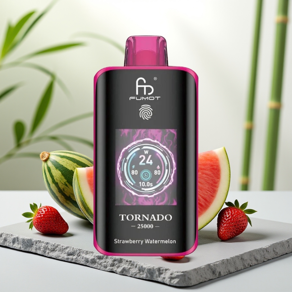Fumot Tornado 25000 Puffs Capsă Dispozabilă Căpșuni Pepene Verde, 20ml, 700mAh