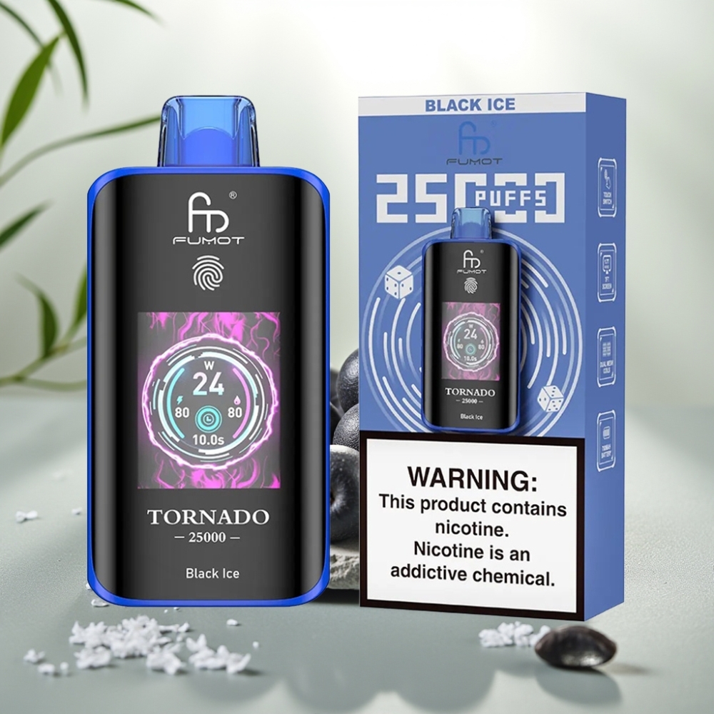 Fumot Tornado 25000 Puffs Gheață Neagră, 20ml, 700mAh, Tip-C