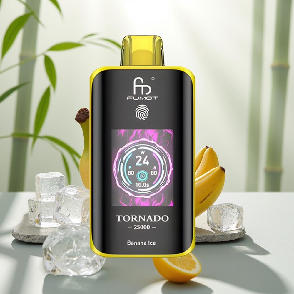 Fumot Tornado 25000 Puffs Gheață de Banană, 20ml, 700mAh, Tip-C
