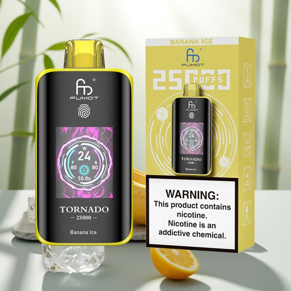 Fumot Tornado 25000 Puffs Gheață de Banană, 20ml, 700mAh, Tip-C