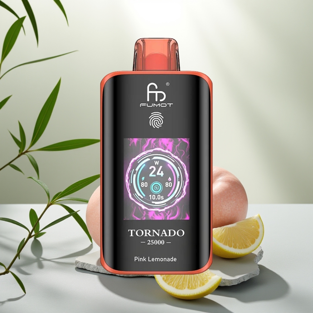 Fumot Tornado 25000 Puffs Lămâie Roz HD Screen 20ml 700mAh