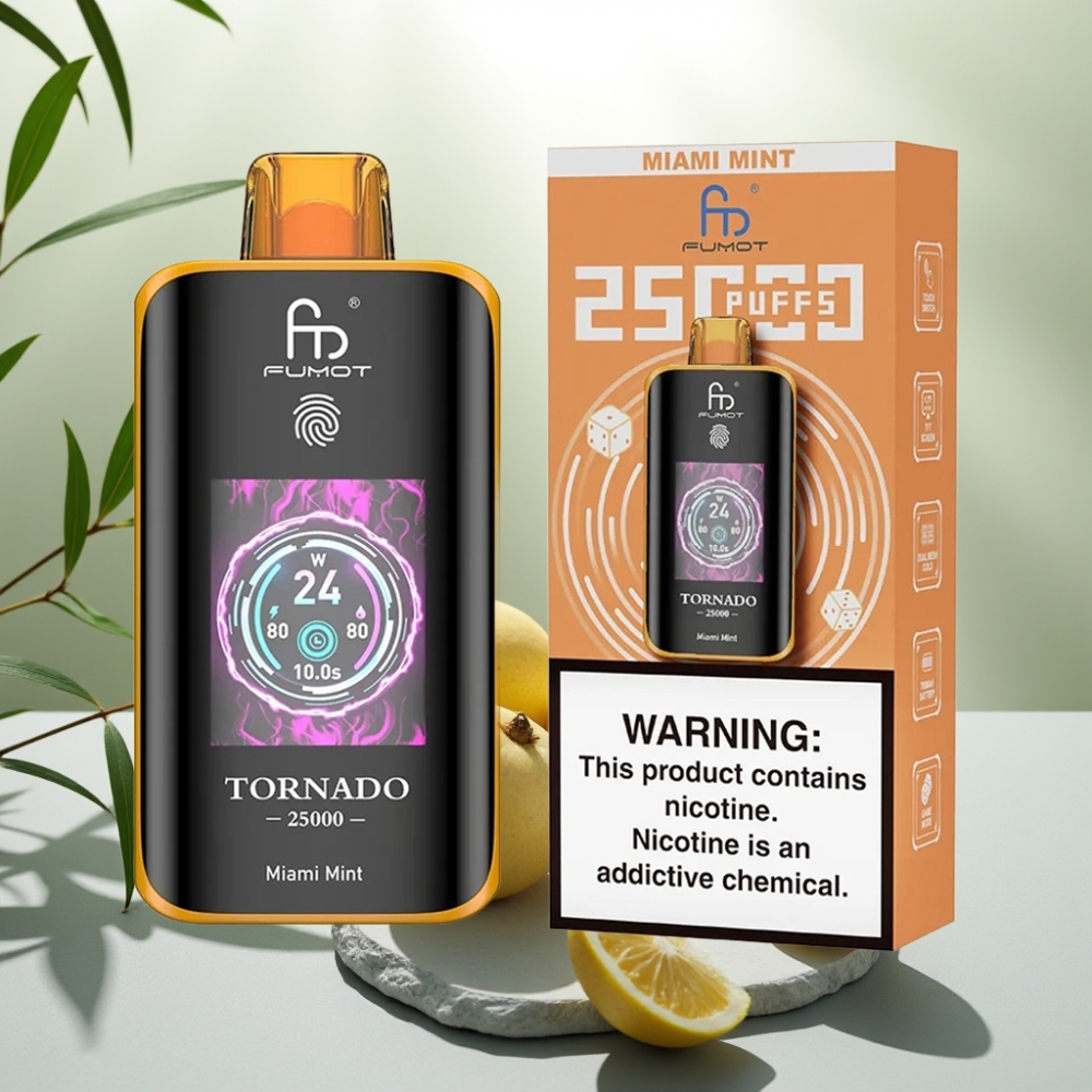 Fumot Tornado 25000 Puffs Miami Mentă, 20ml, 700mAh, Tip-C