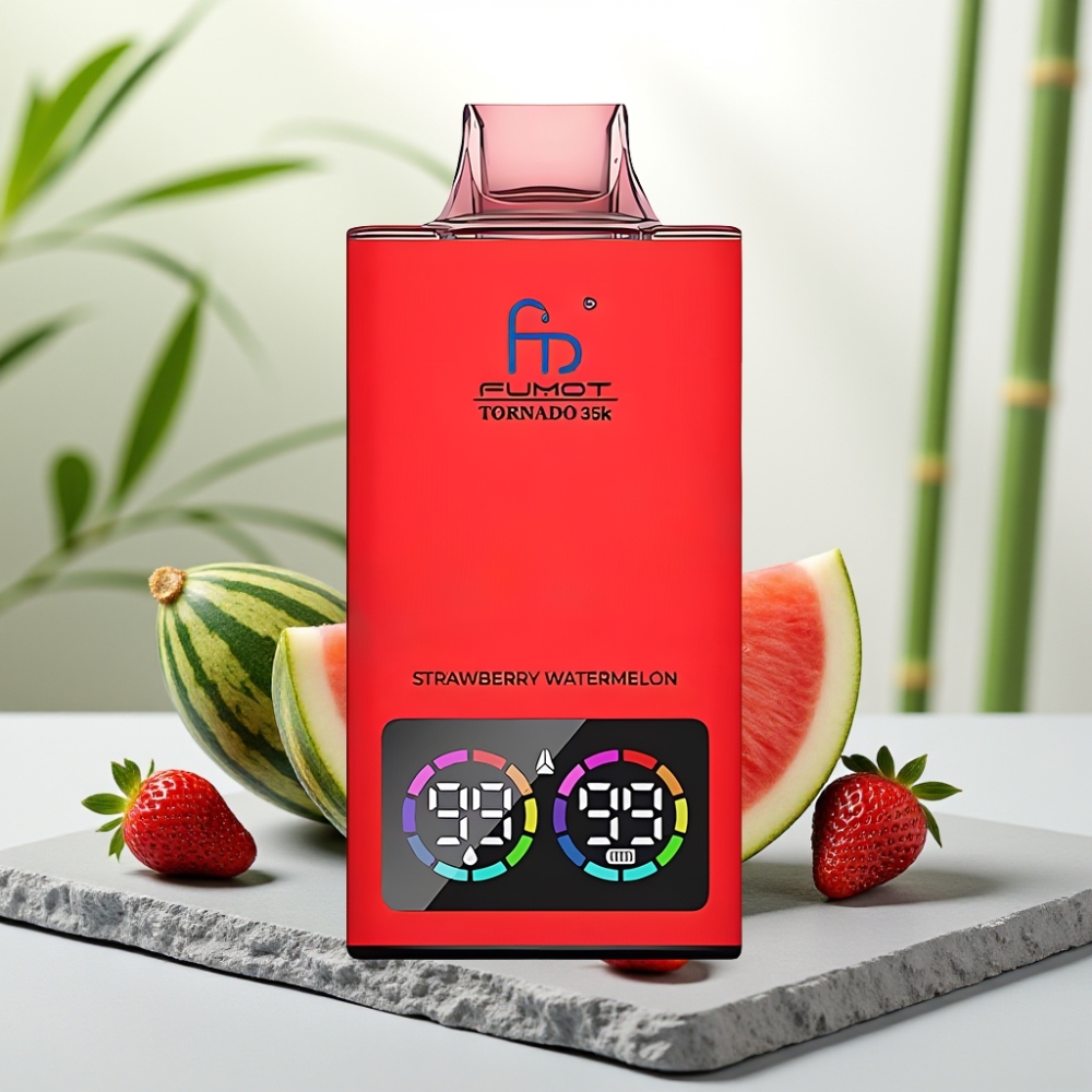 Fumot Tornado 35K Disposable Vape Capsuni Pepene Galben, Dual Mesh, 15ml, 35000 Pufuri