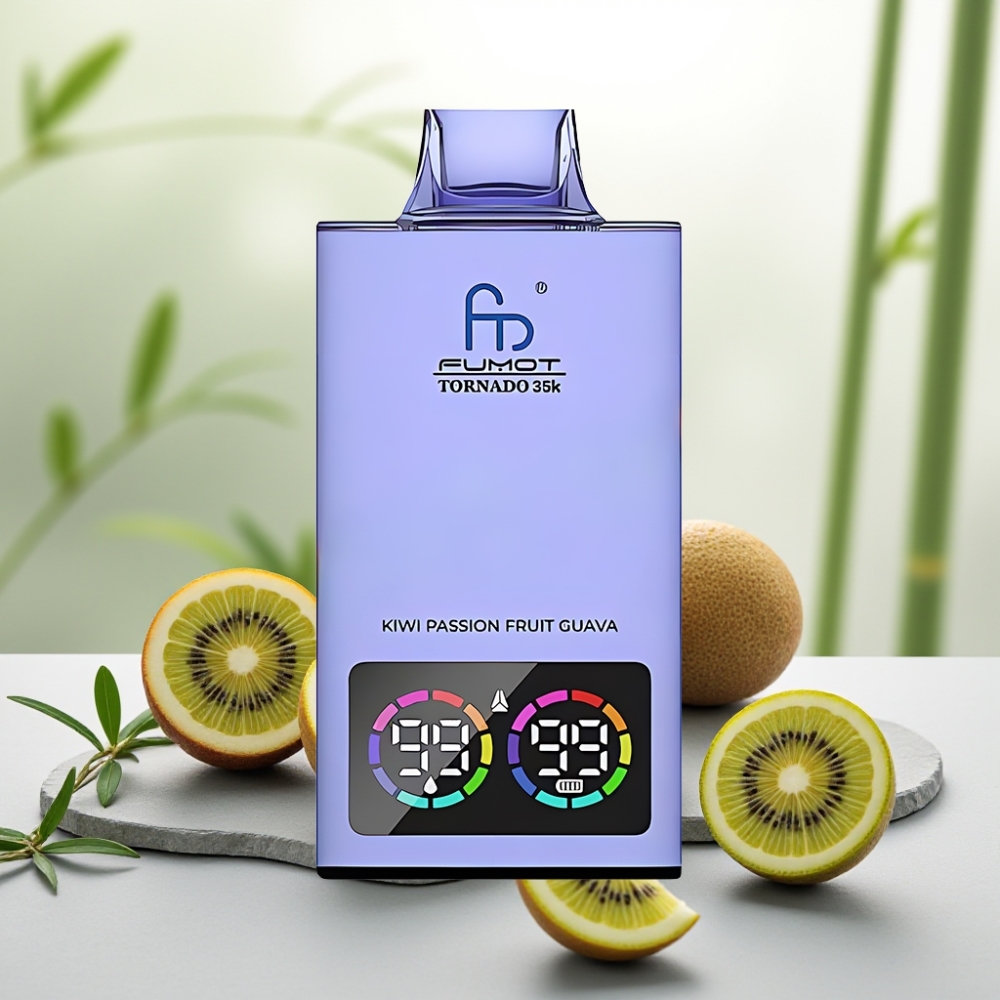 Fumot Tornado 35K Disposable Vape Kiwi Fructul Pasiei Guava, 15ml, 35000 Pufuri, USB-C