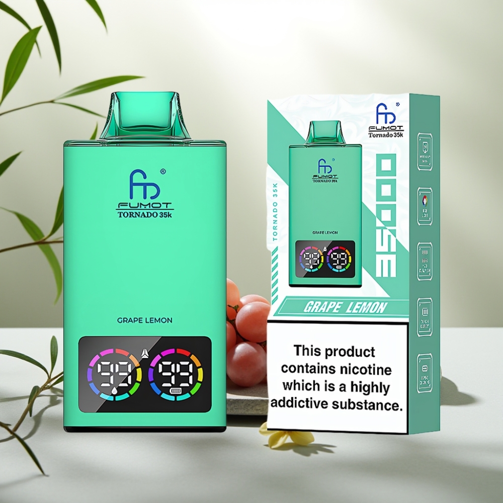 Fumot Tornado 35K Disposable Vape Strugură Lămâie, Dual Mesh Coil, 15ml, 35000 Pufuri