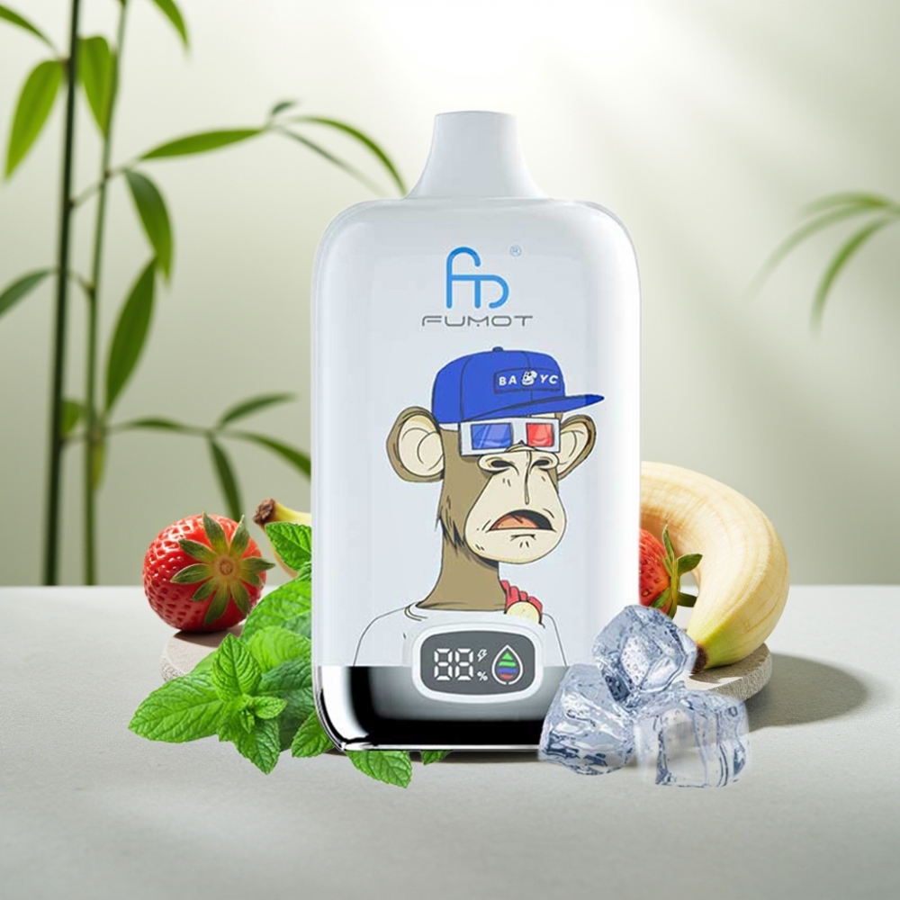 Fumot Tornado Digital Box 12000 Puffs Capsă Dispozabilă Căpșuni Banane 20ml 550mAh