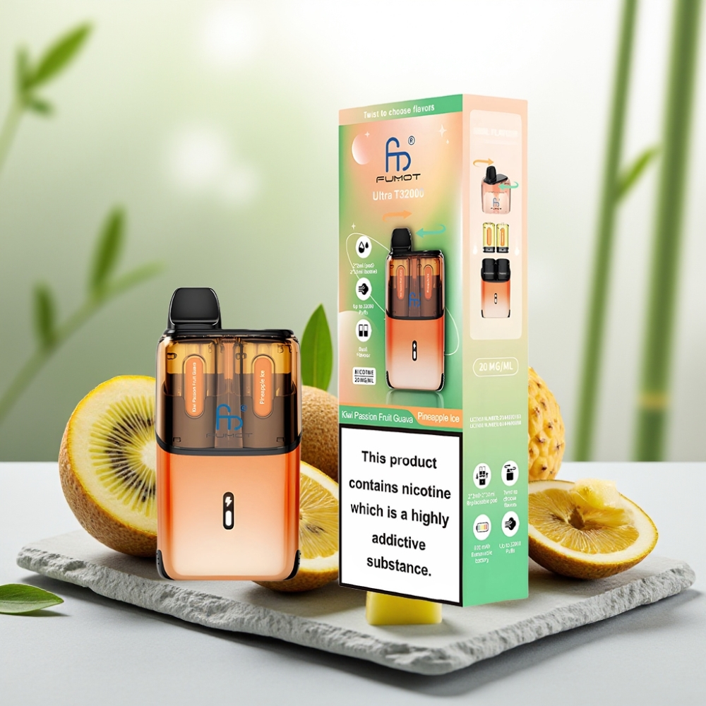 Fumot Ultra T32000 Disposable Vape Kiwi Fructul Pasării Guava - Ananas Gheață, 32000 puffuri, 24ml, 20mg
