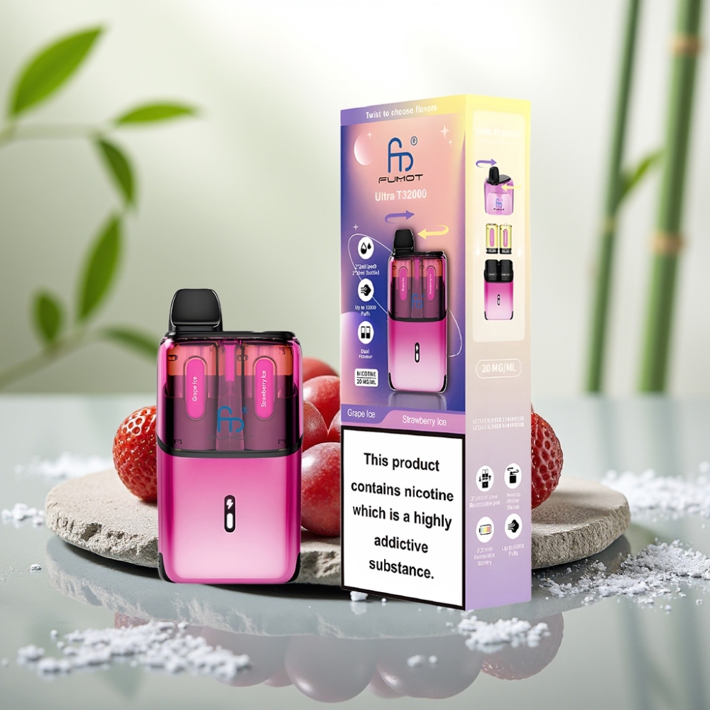 Fumot Ultra T32000 Disposable Vape Struguri Înghețați - Căpșuni Înghețate, 32000 pufuri, 800mAh, 24ml