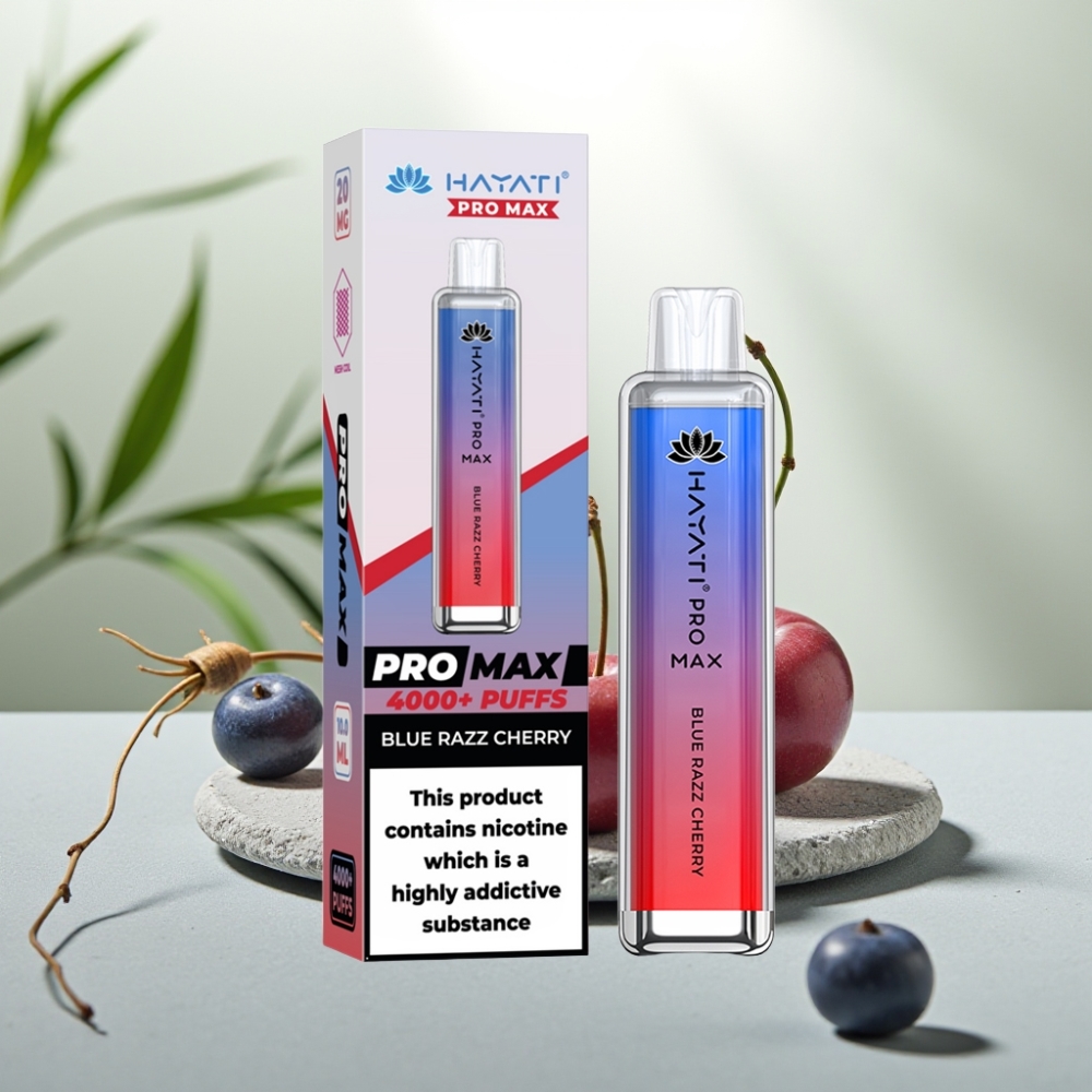 Hayati Pro Max 4000 Puffs Disposable Vape Afine Albastre cu Cireșă, 5% Nicotină, 1400mAh