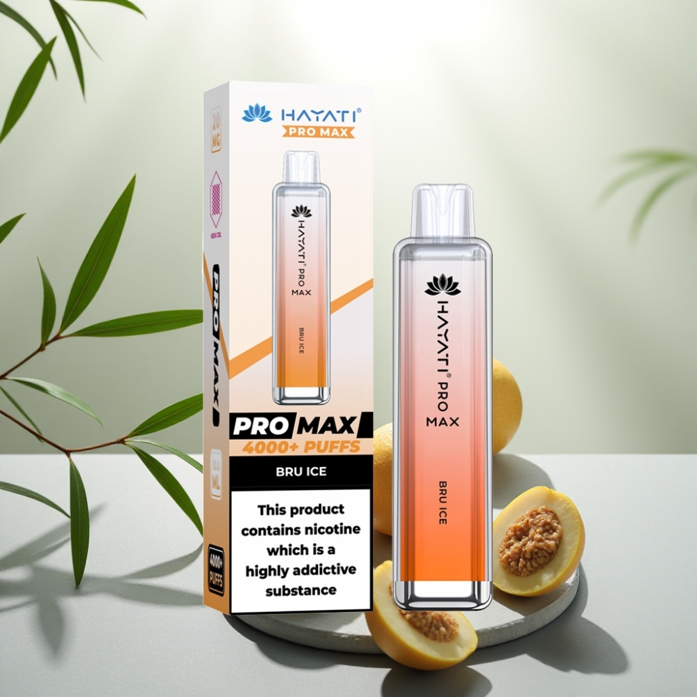 Hayati Pro Max 4000 Puffs Disposable Vape Bru Gheață, 5%, 1400mAh, Reîncărcabil