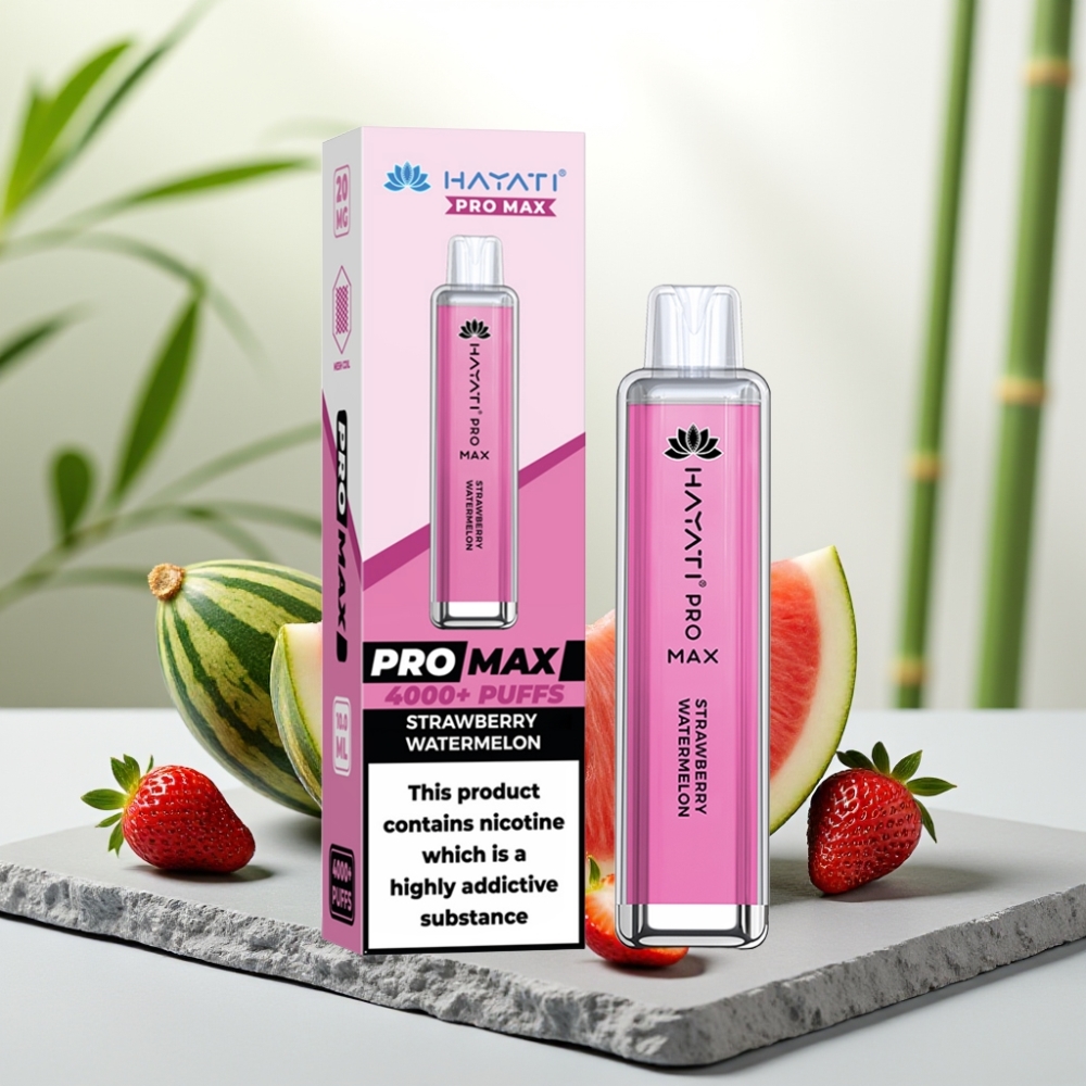 Hayati Pro Max 4000 Puffs Disposable Vape Căpșuni Pepene Galben, 1400mAh, 2ml