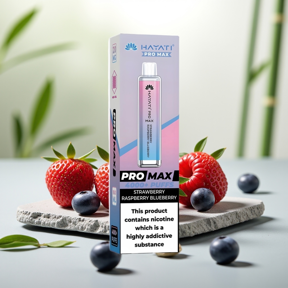 Hayati Pro Max 4000 Puffs Disposable Vape Căpșuni Zmeură Afine, 1400mAh, 2ml/10ml
