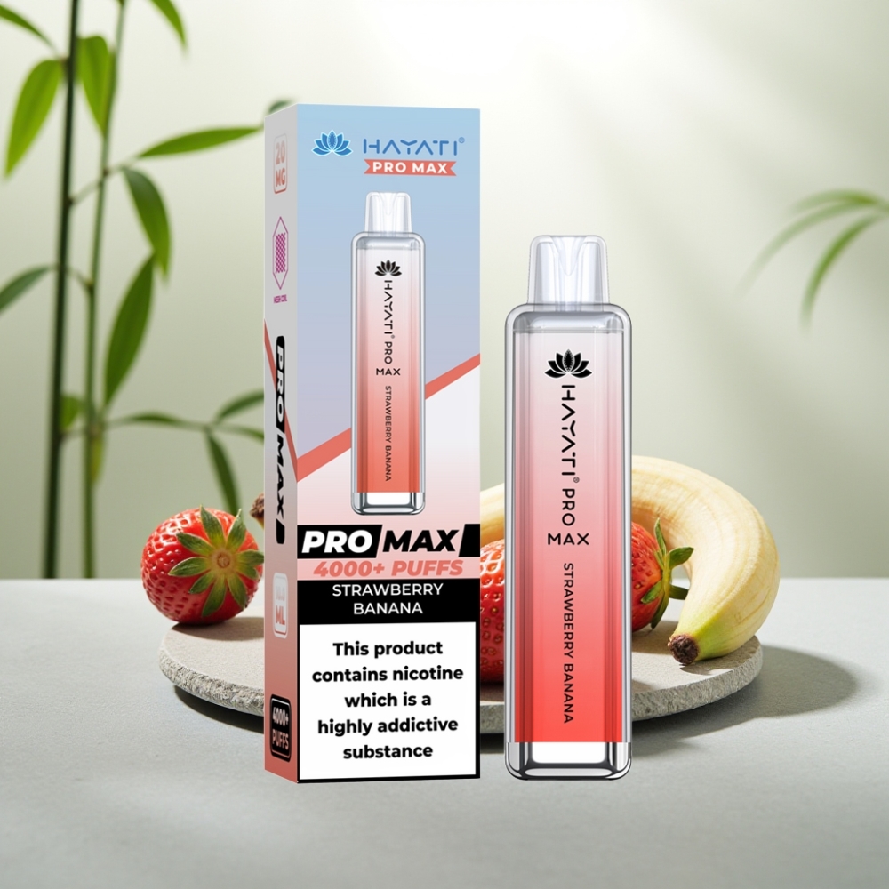 Hayati Pro Max 4000 Puffs Disposable Vape Capsuni Banana, 2ml/10ml, 1400mAh, 5% Nic