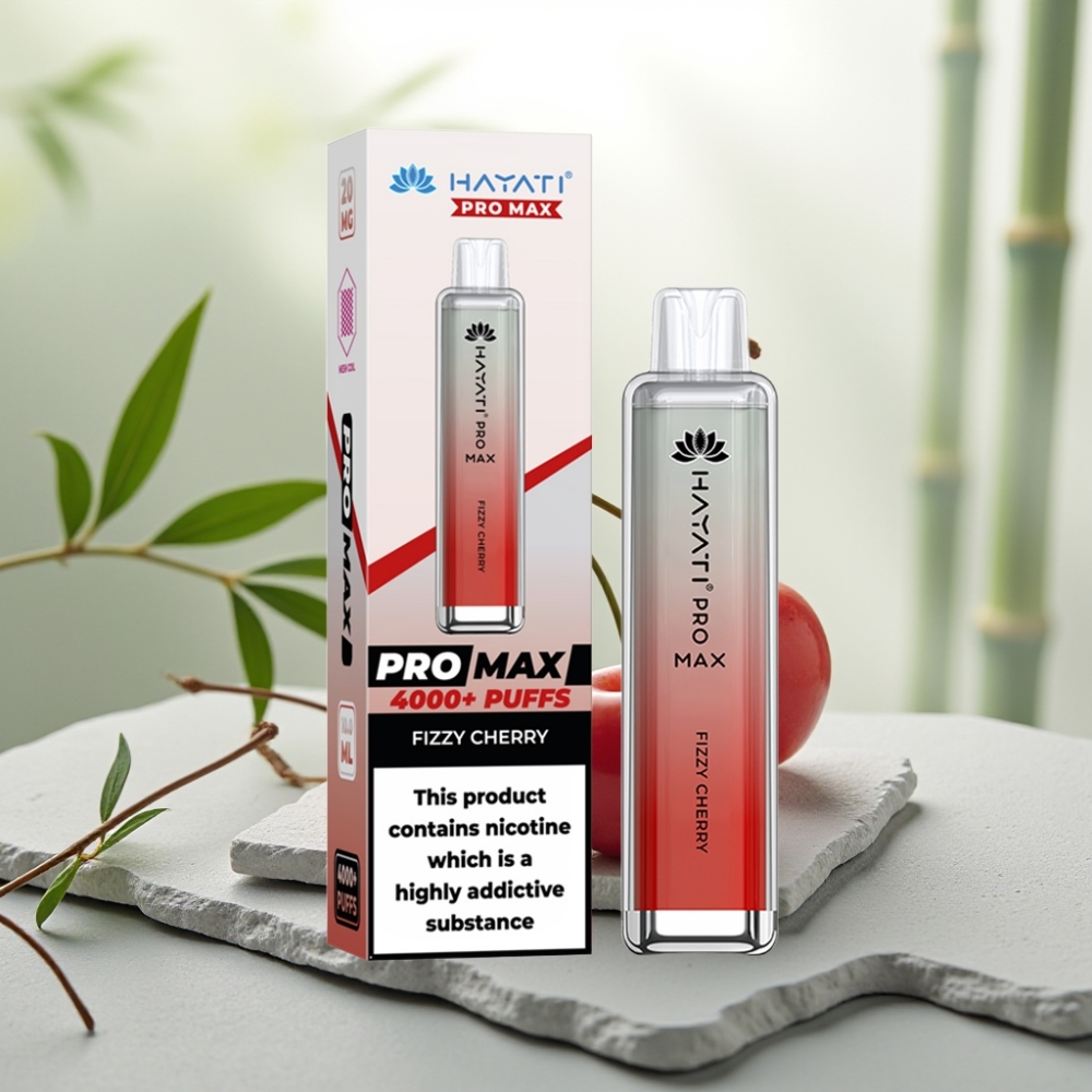 Hayati Pro Max 4000 Puffs Disposable Vape Cireșă Fizică, 5% Nicotină, 1400mAh, Reîncărcabil