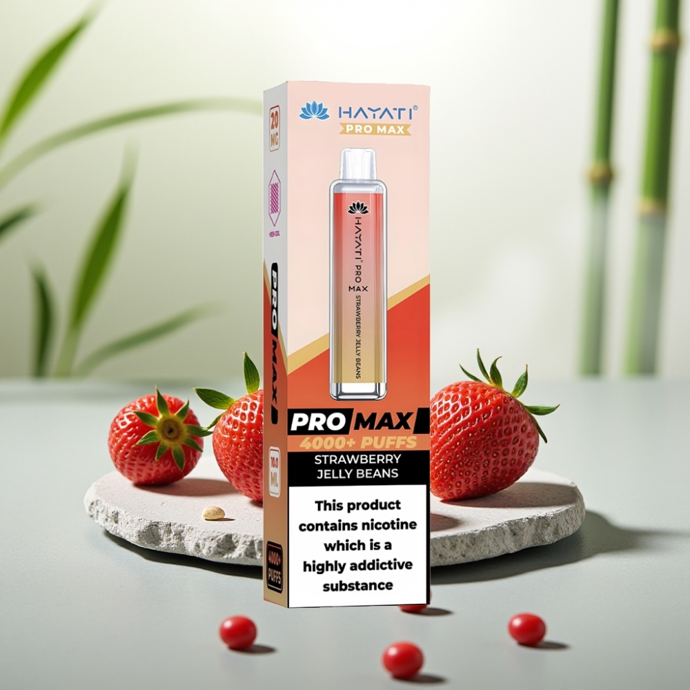Hayati Pro Max 4000 Puffs Disposable Vape Dulceata de Capsuni, 5% Nicotina, 1400mAh, Reincarcabil