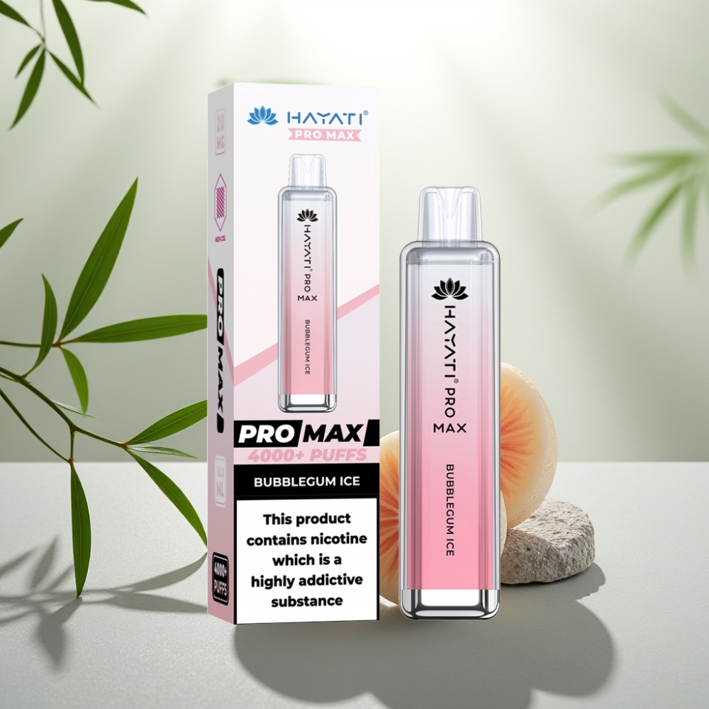 Hayati Pro Max 4000 Puffs Disposable Vape Gheață Bazin Gumă, 5% Nicotină, 1400mAh