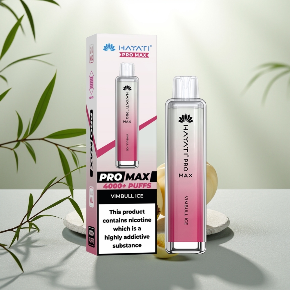 Hayati Pro Max 4000 Puffs Disposable Vape Gheață Vimbull, 5% Nicotin, 1400mAh, Reîncărcabil