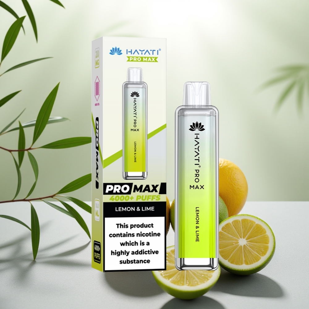 Hayati Pro Max 4000 Puffs Disposable Vape Lămâie & Lime, 5% Nicotin, 1400mAh, Reîncărcabil