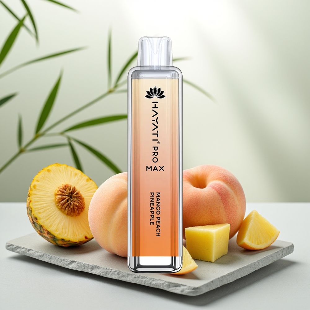 Hayati Pro Max 4000 Puffs Disposable Vape Mango piersică ananas, 5% Nicotine, 1400mAh