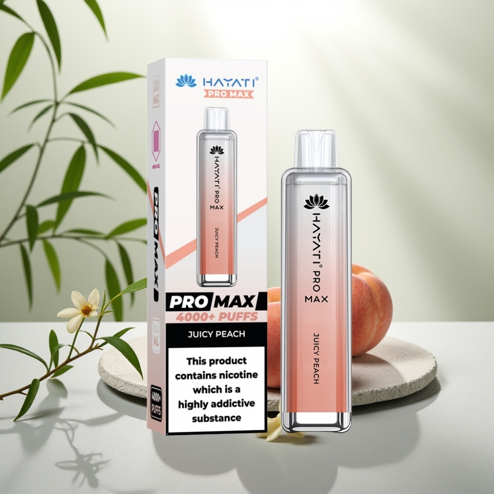 Hayati Pro Max 4000 Puffs Disposable Vape Piersică Zemoasă, 5% Nicotin, 1400mAh, Reîncărcabil