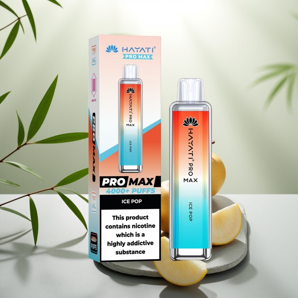 Hayati Pro Max 4000 Puffs Disposable Vape Pop Înghețat, 5% Nicotină, 1400mAh, Reîncărcabil