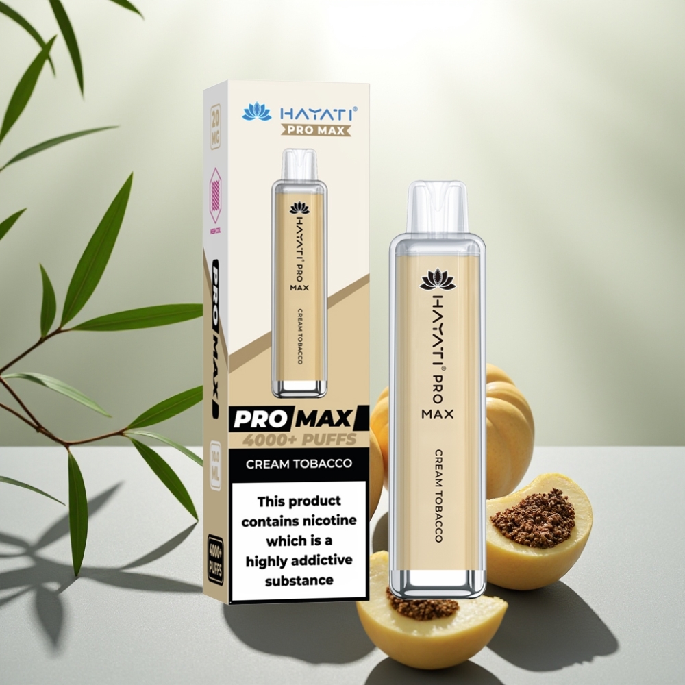 Hayati Pro Max 4000 Puffs Disposable Vape Tutun cu Crema, 5% Nicotina, 1400mAh, Reincarcabil