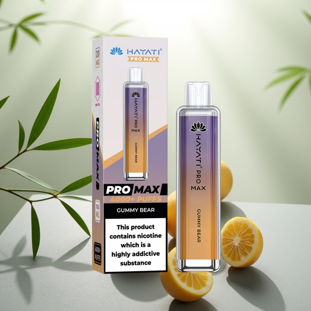 Hayati Pro Max 4000 Pufuri Disposable Vape Ursuleți Gummy 2ml, 5% Nicotina, 1400mAh
