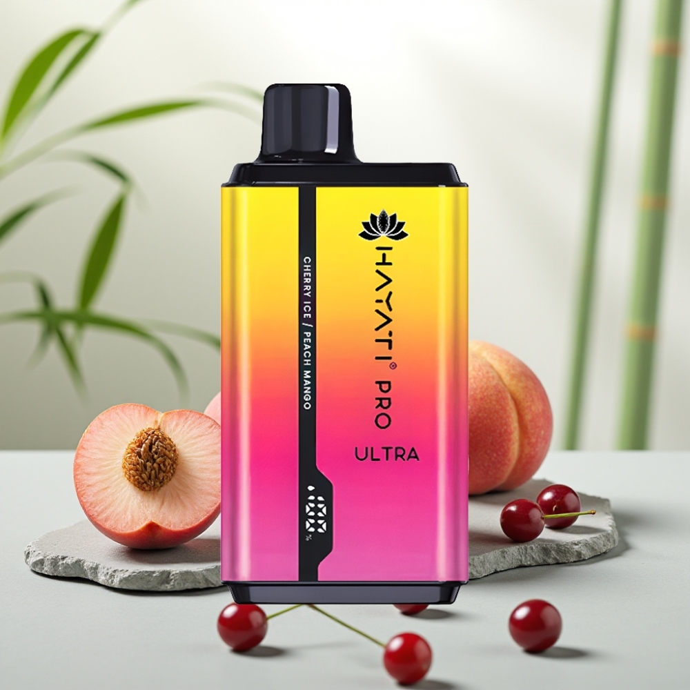 Hayati Pro Ultra 15000 Puffs Cireșă Gheață piersică mango 15000+ pufuri 2×12ml 2%
