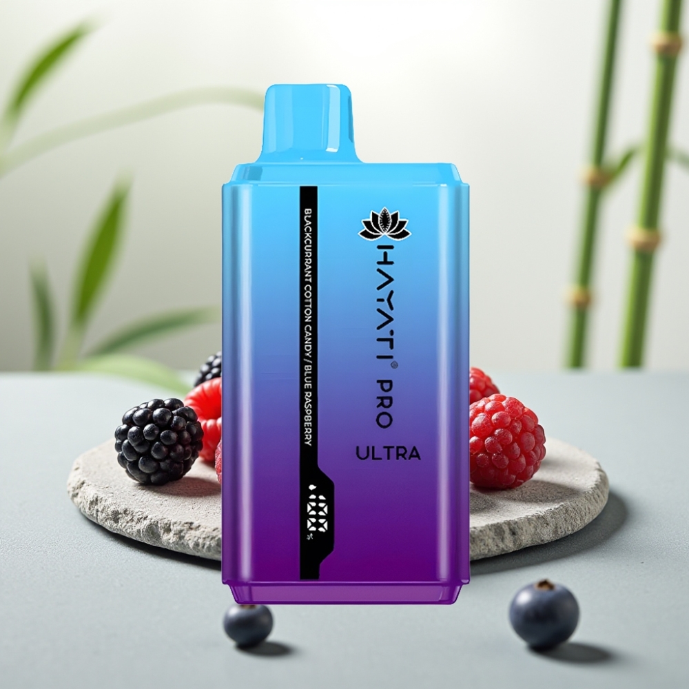 Hayati Pro Ultra 15000 Puffs Coacăz Bomboană de Bumbac Zmeură Albastră 15000+ Puffs 2×12ml 2%