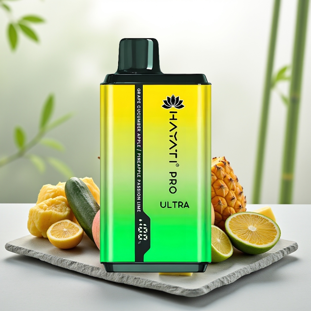 Hayati Pro Ultra 15000 Puffs Struguri Castravete Măr Ananas Passiune Lime 2×12ml 2%