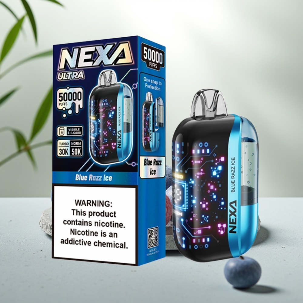 NEXA Ultra 50K Disposable Vape Afine Albastre Gheata 20ml 50000 Puffs 5% Nicotina